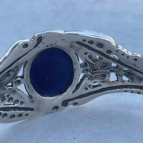 Silver Cuff Bracelet with Blue Lapis